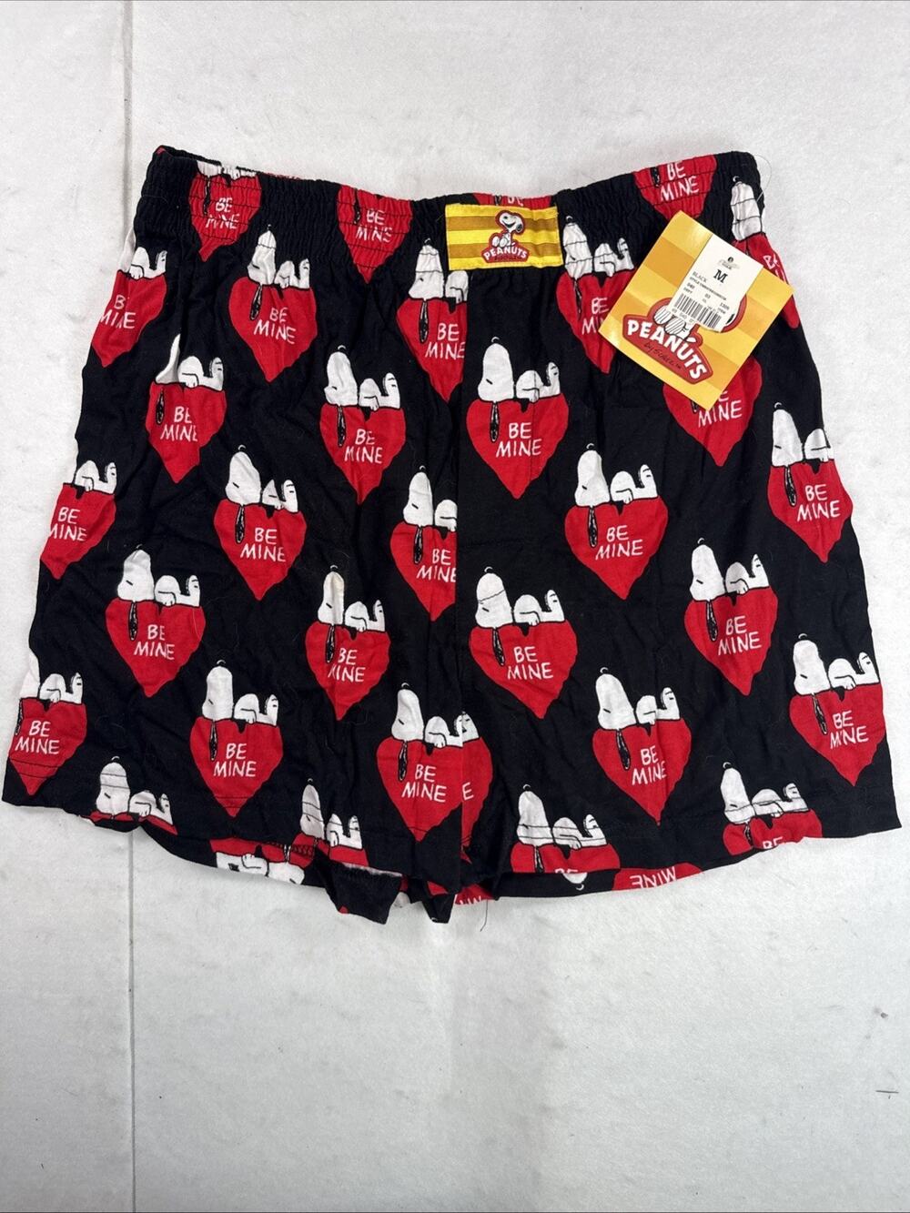 Vintage Snoopy Hearts Peanuts Boxer Shorts Pajama Bottoms M All Over Print NEW